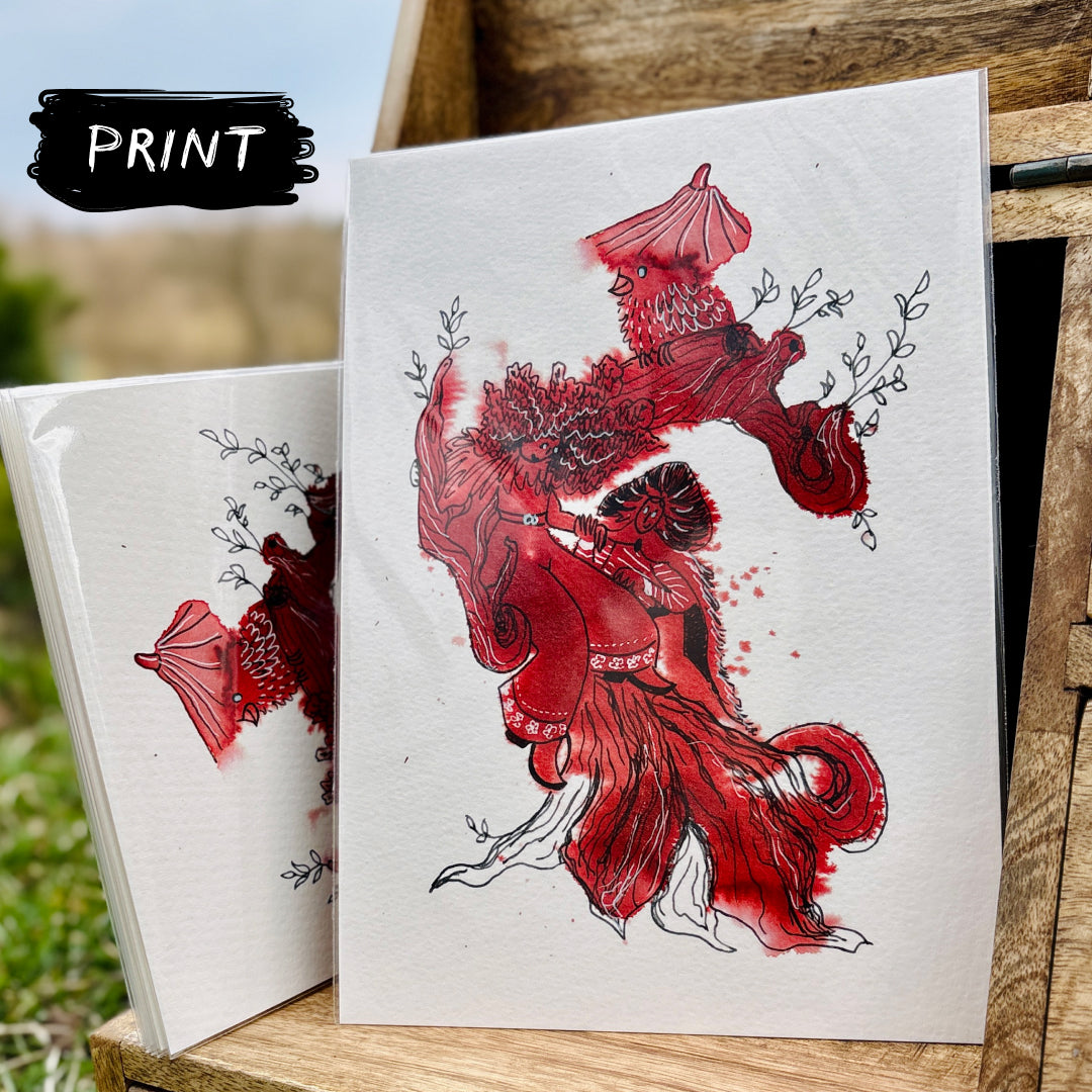 PRINT: Bird song about cherry tree